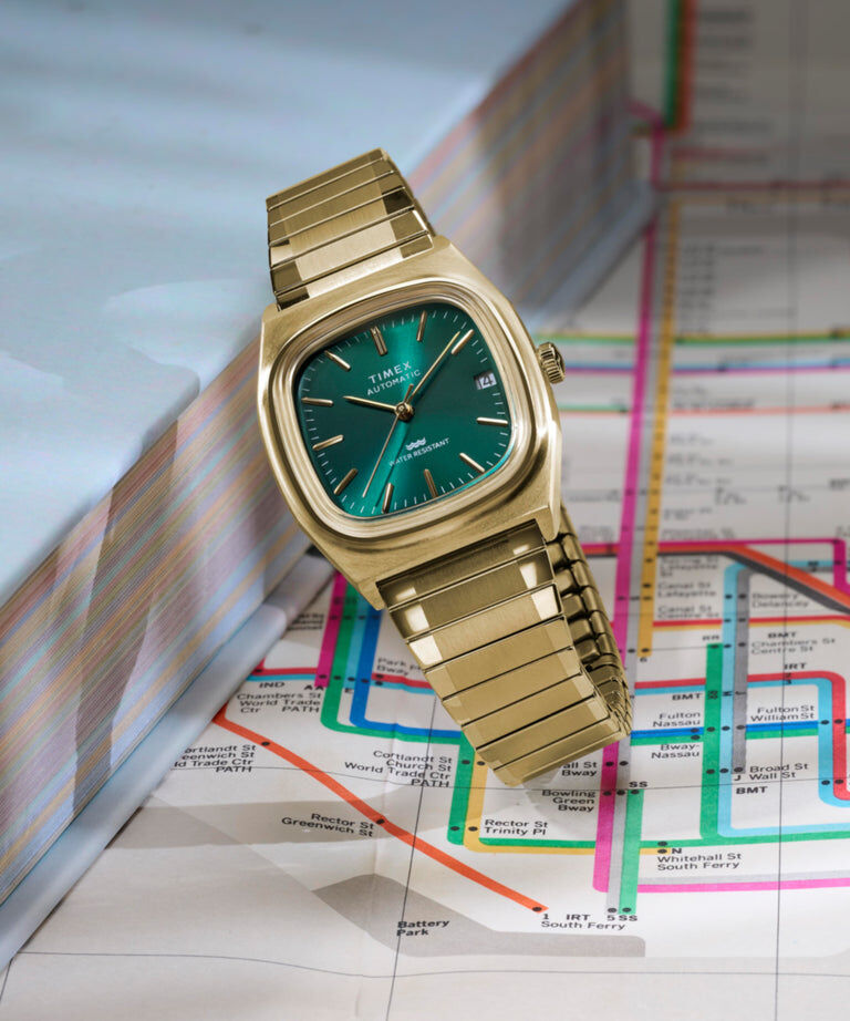 TIMEX 1983 E Line Men's Automatic Reissue Watch 金綠色 機械錶 TW2Y67700
