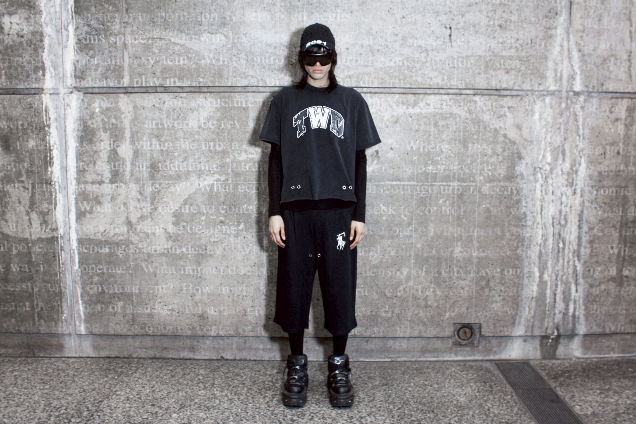 Bornrich｜Double Collar Boxy Tee (Black)
