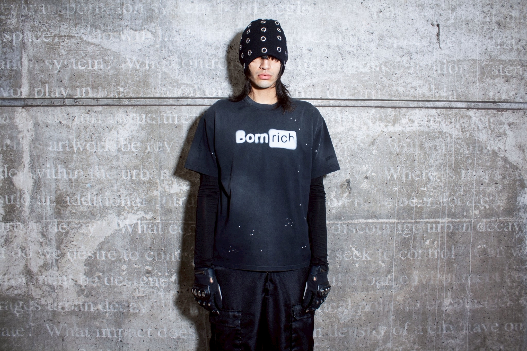 Bornrich｜OG Blurred Logo Washed Tee (Black)