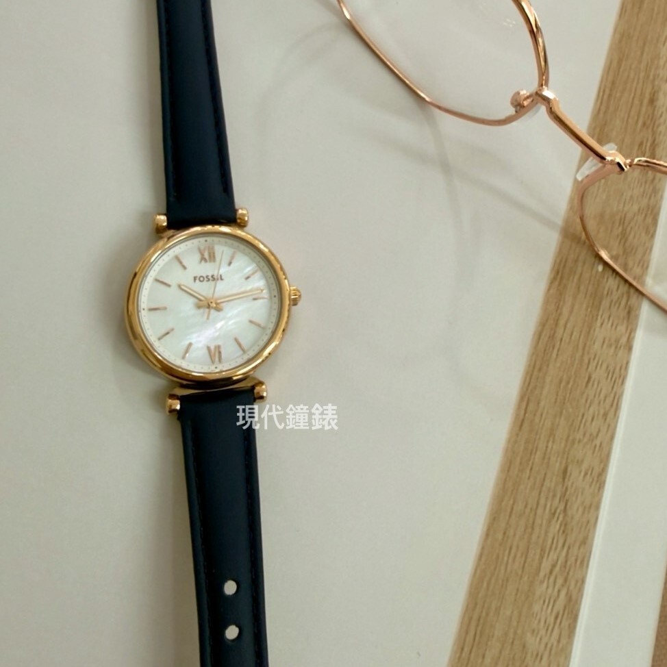 【FOSSIL】Carlie Mini 簡約大三針珍珠貝女錶 ES4502 28mm 現代鐘錶