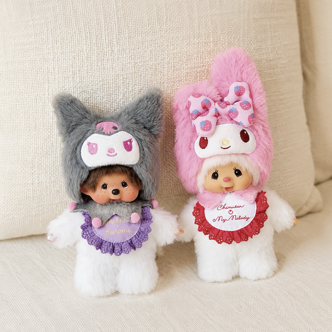 （預購）Monchhichi x 三麗鷗聯名  蒙奇奇 美樂蒂＆庫洛米 吊飾  掛件 夢幻聯名款