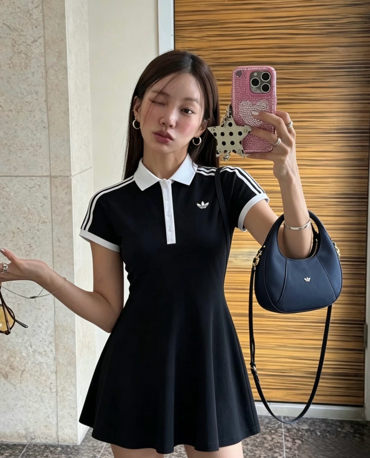 【Luxury】 ADIDAS ORIGINALS 愛迪達三葉草女子 修身網球運動休閒連衣裙 LG4692