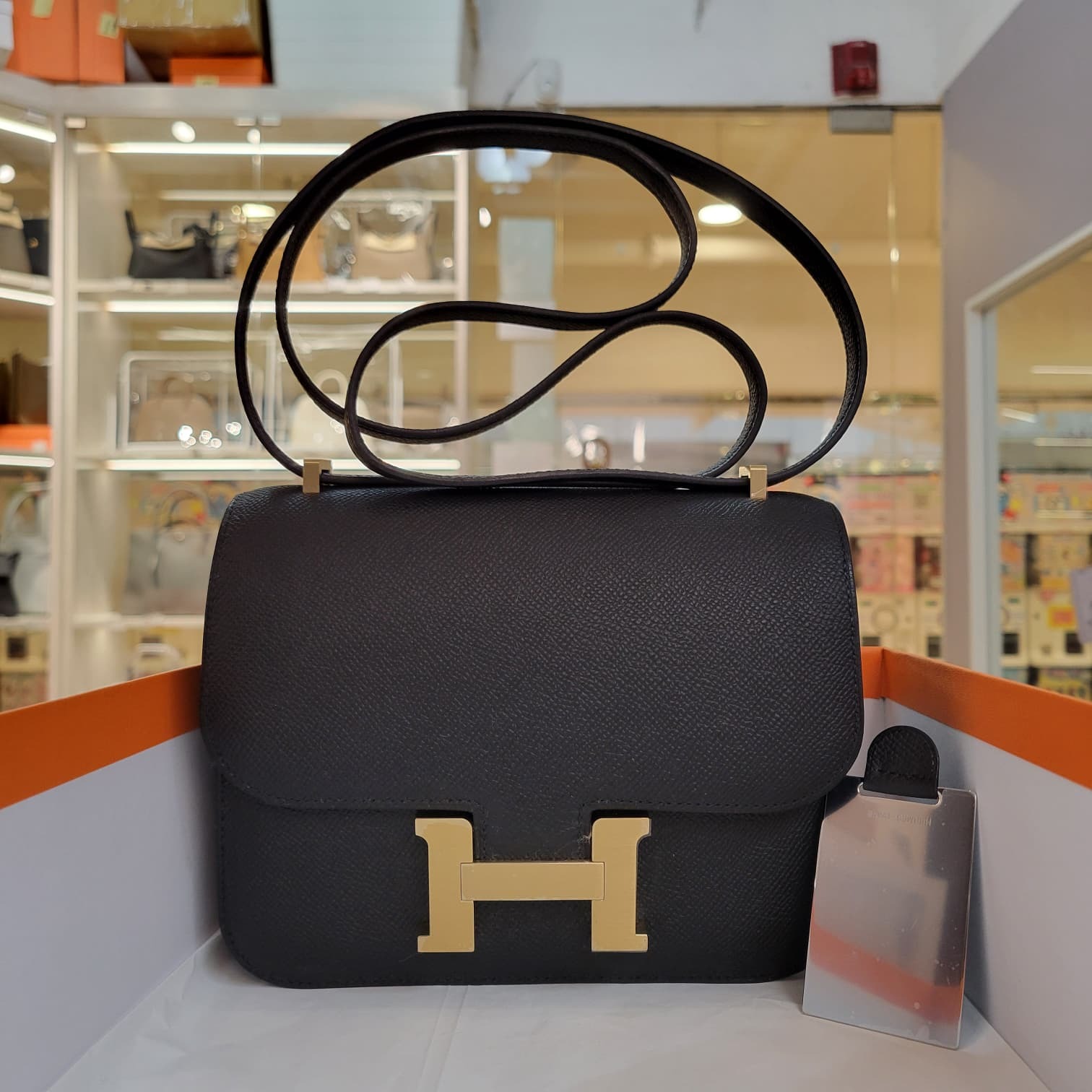 HERMES MINI CONSTANCE NOIR CM EPSOM 黑拉絲金