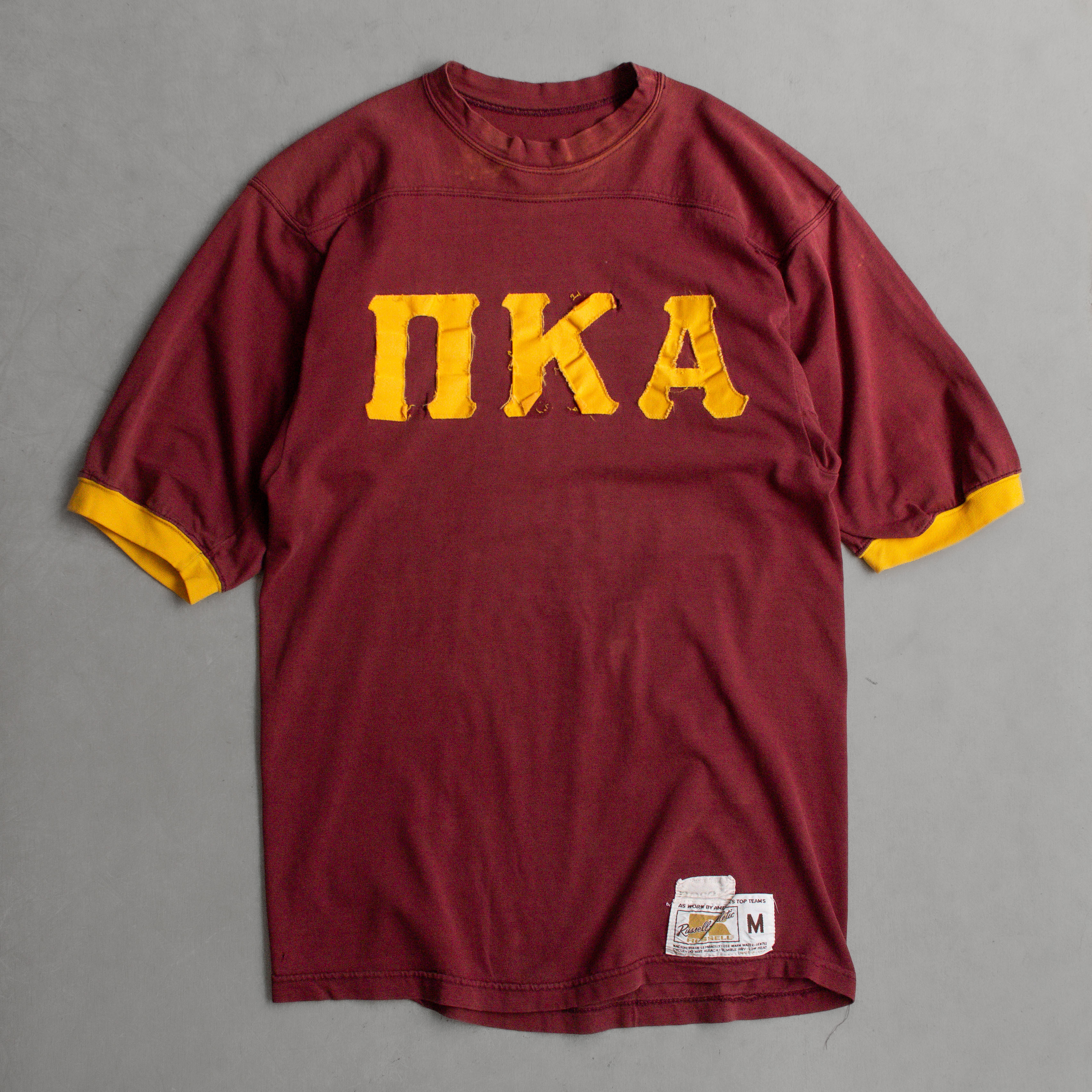 70S RUSSELL ATHLETIC TEE 美國製 酒紅 滾邊 兄弟會 運動 短袖 T恤