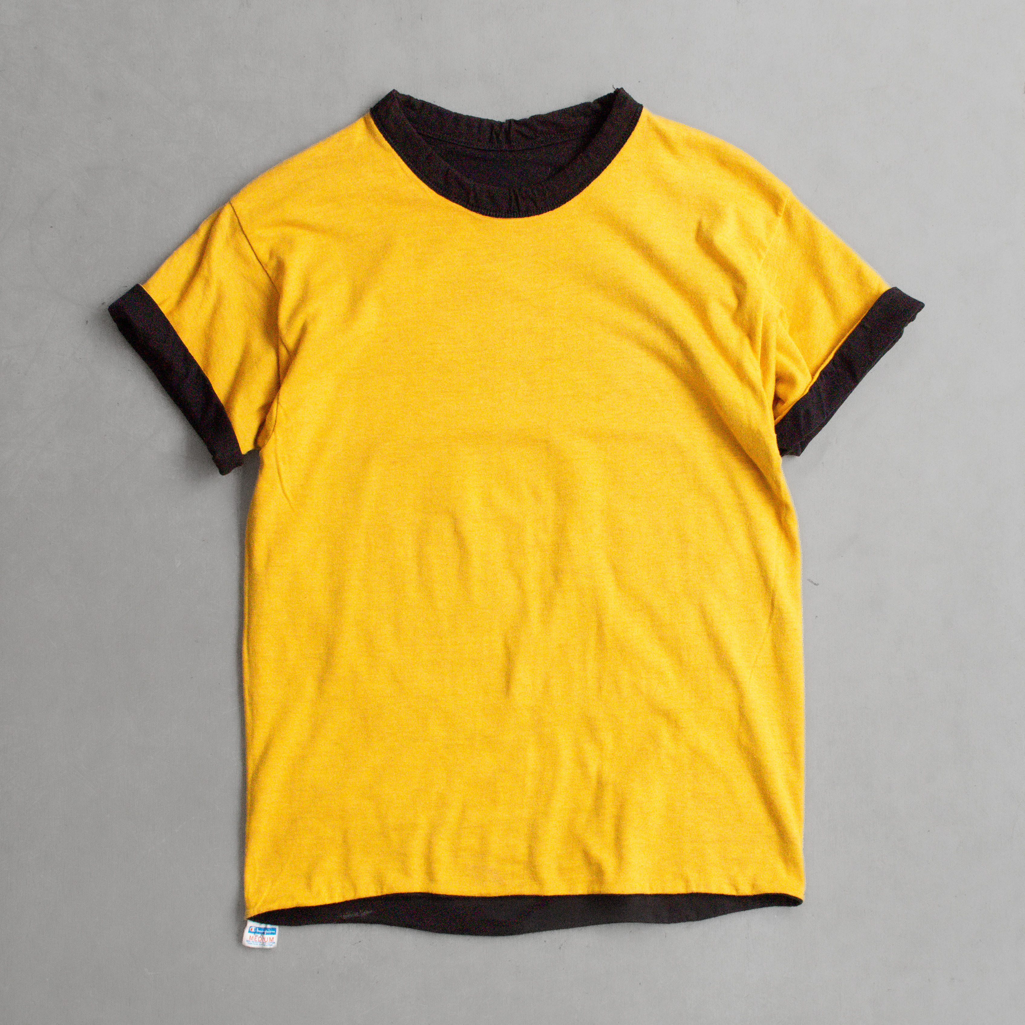 70S CHAMPION REVERSIBLE TEE 美國製 黑黃 三段 雙面穿 短袖 T恤