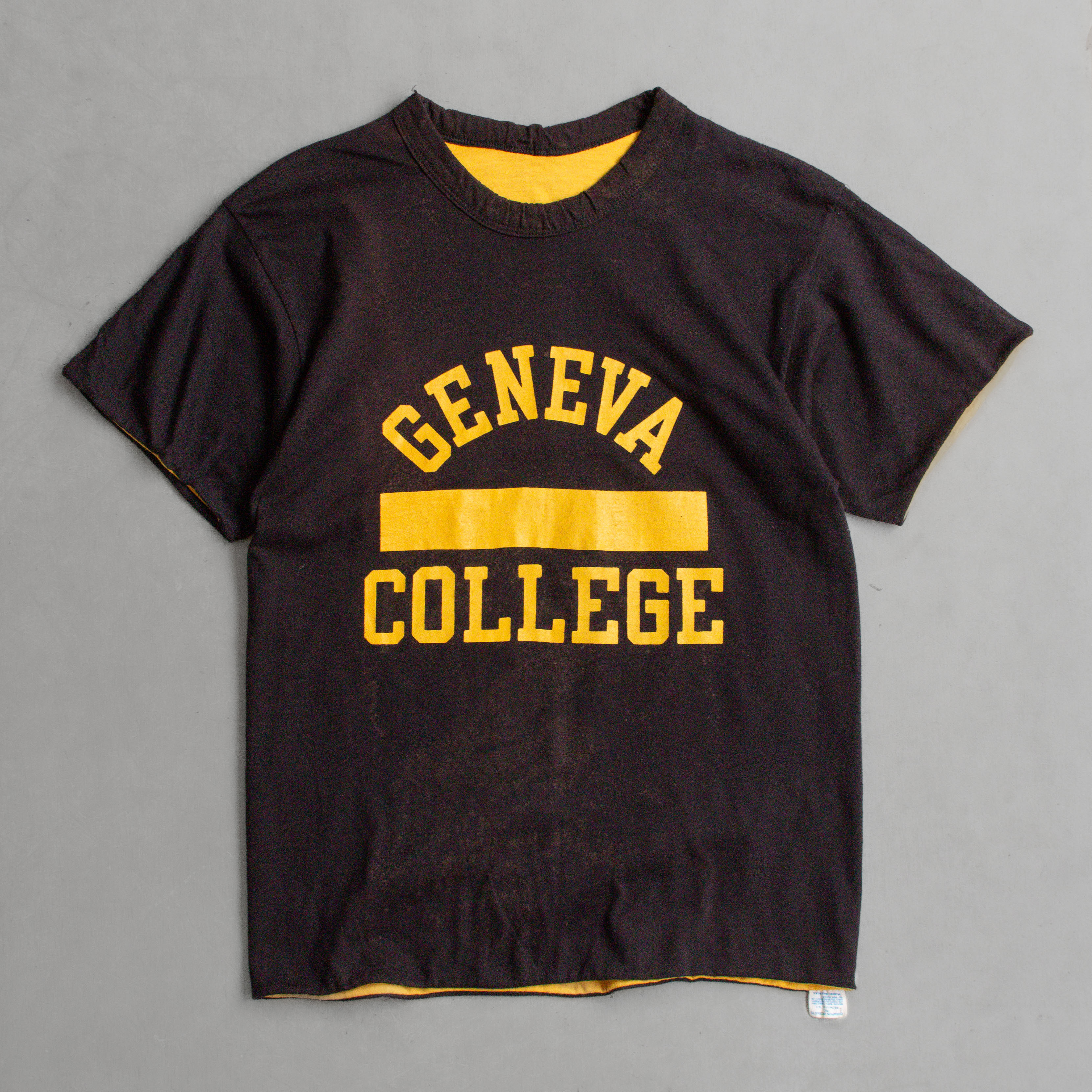 70S CHAMPION REVERSIBLE TEE 美國製 黑黃 三段 雙面穿 短袖 T恤