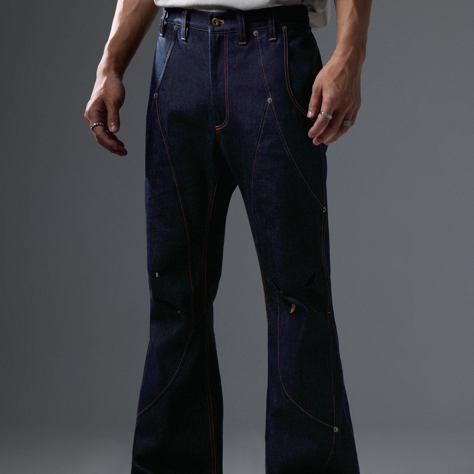 NEISH｜Fracture Laser Flared Pants (Indigo)