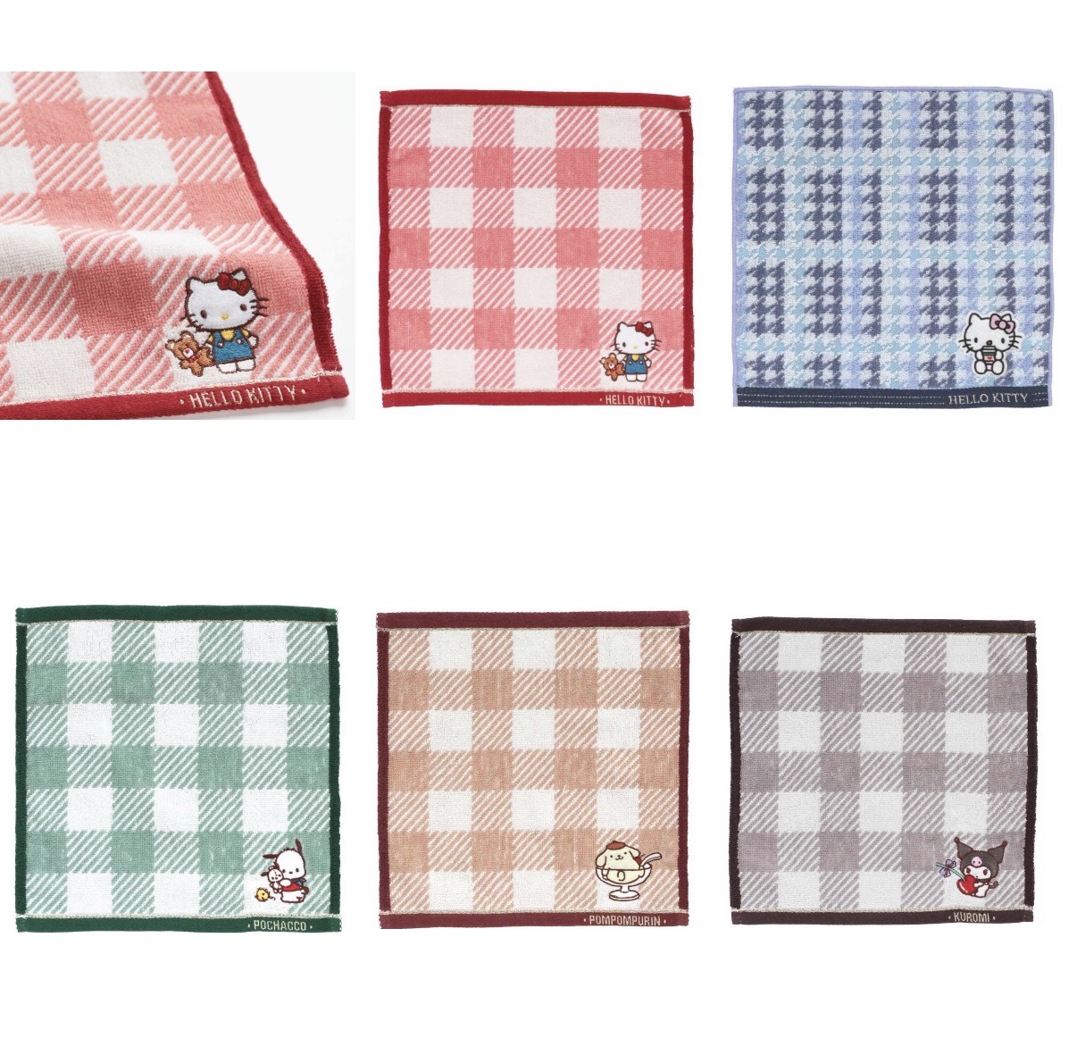 JP Sanrio 格紋風刺繡吸水方巾 4996 TK260804