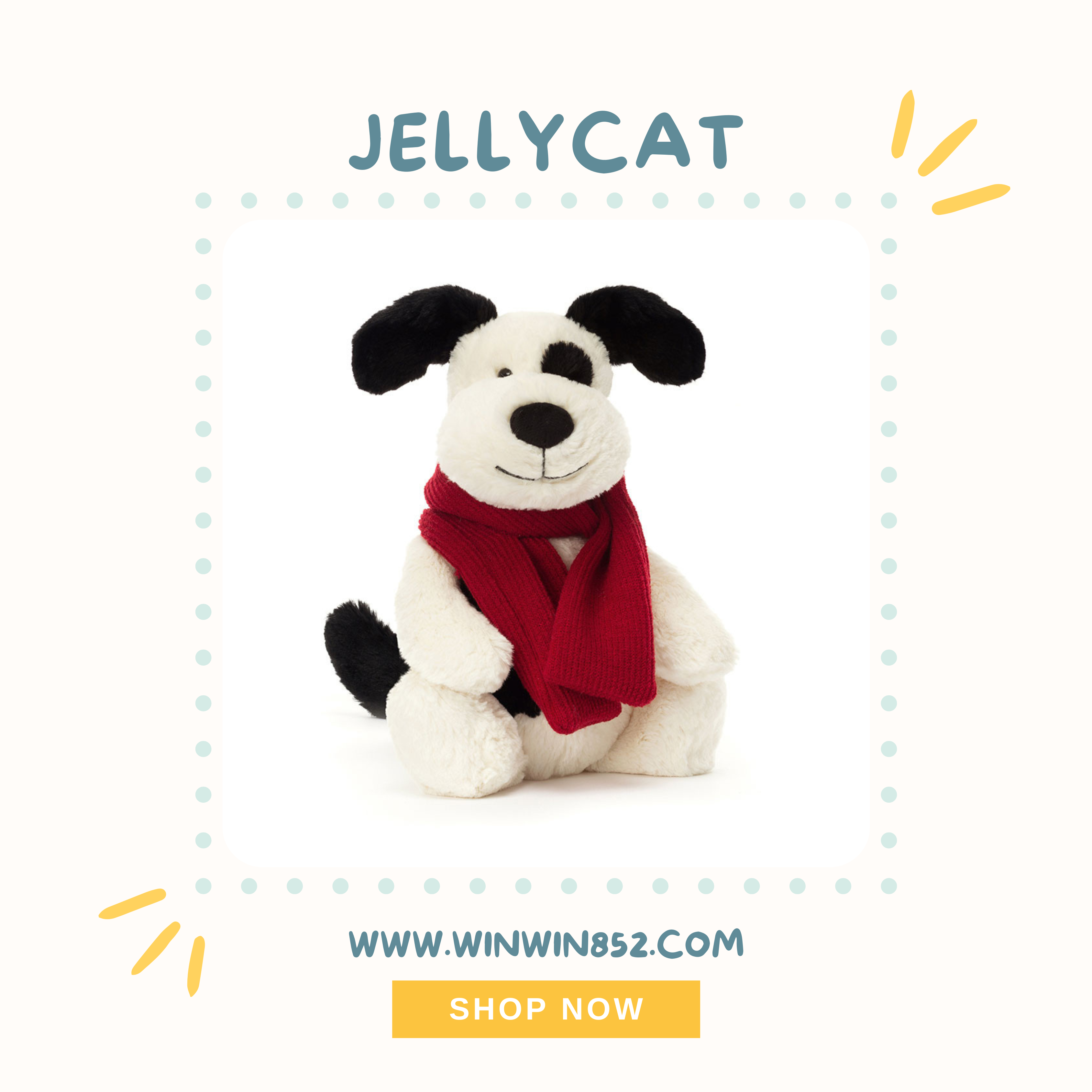 Jellycat Bashful Winter Puppy
