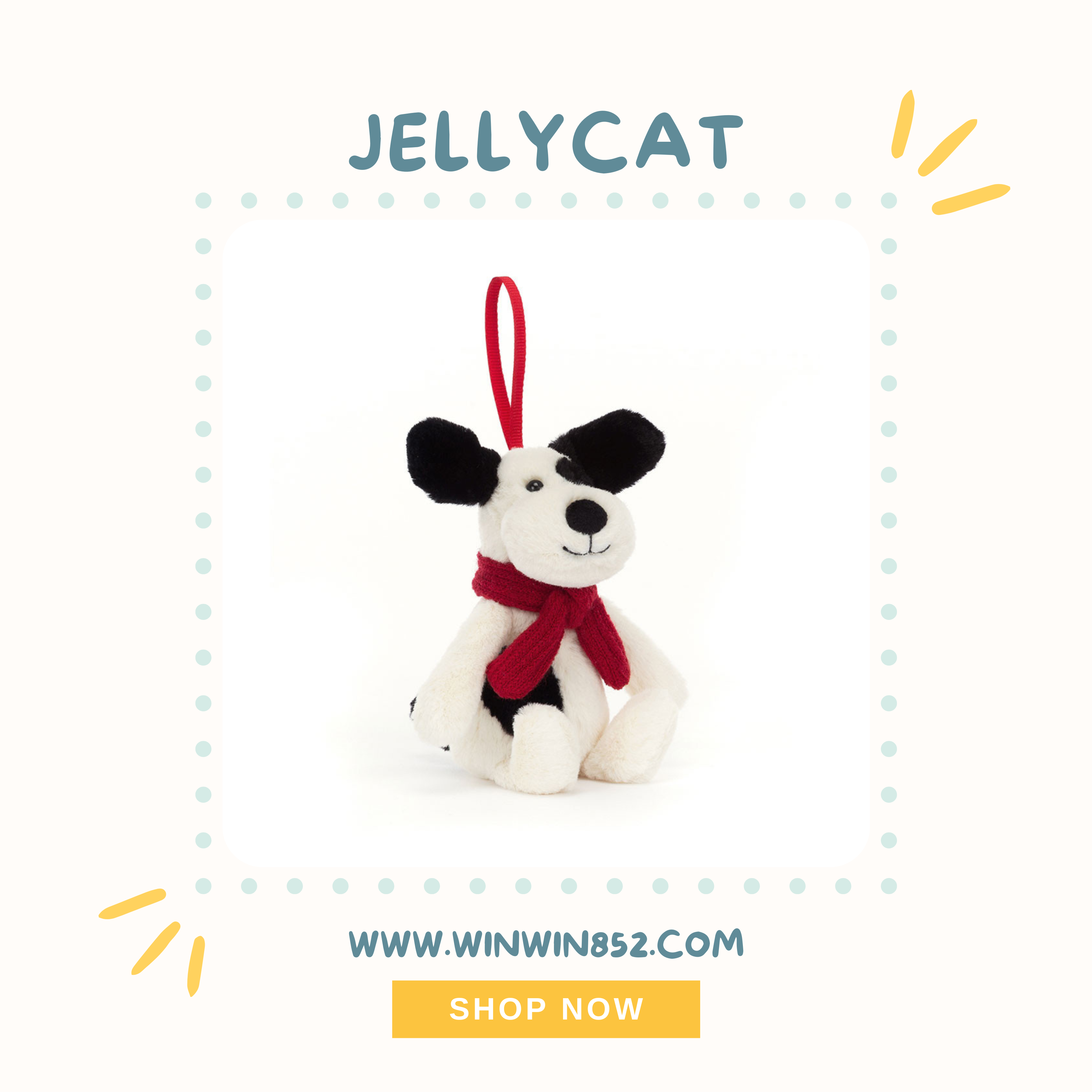 Jellycat Bashful Puppy Decoration