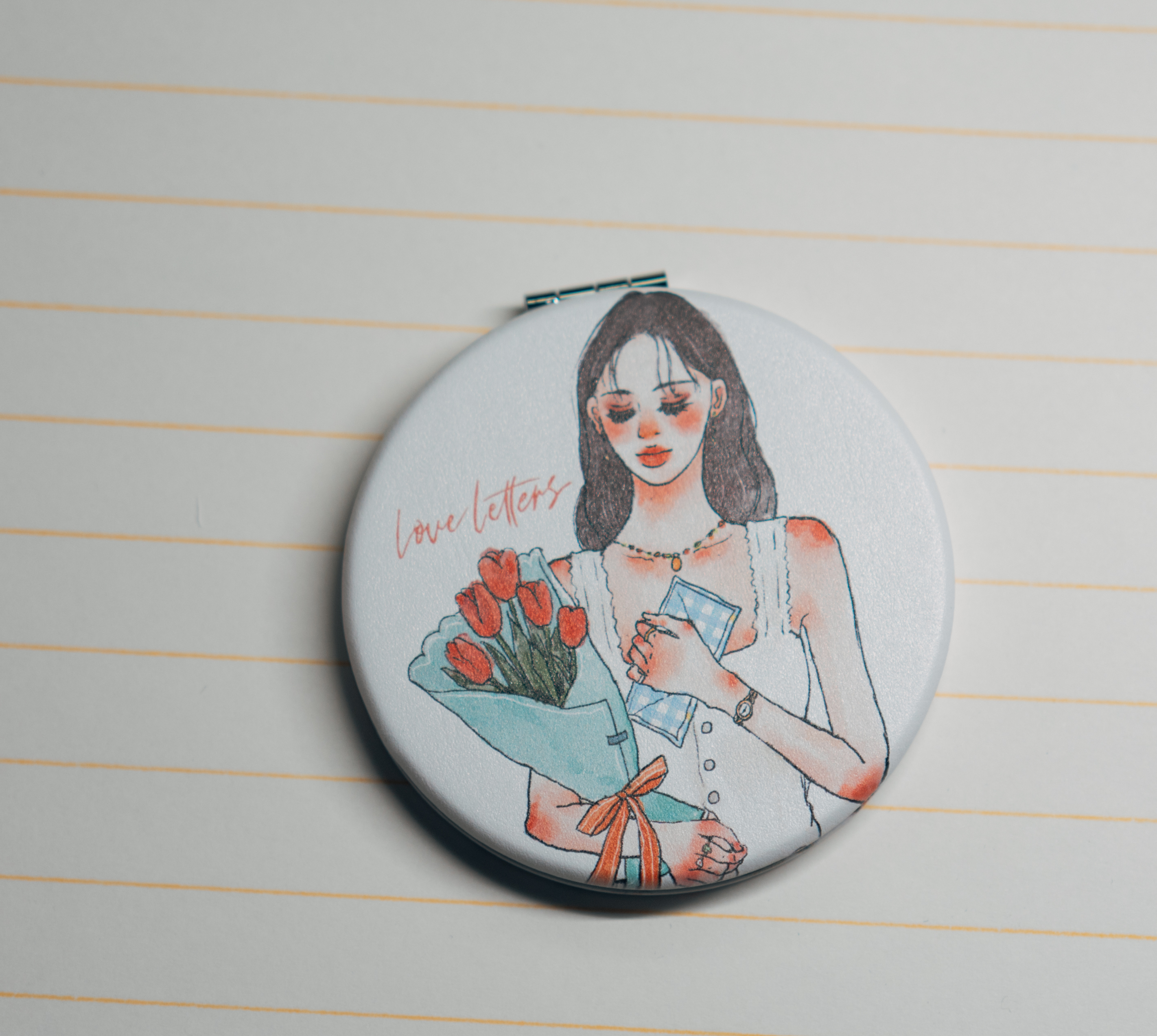 花束與信 隨身皮革小圓鏡｜甜蜜生活