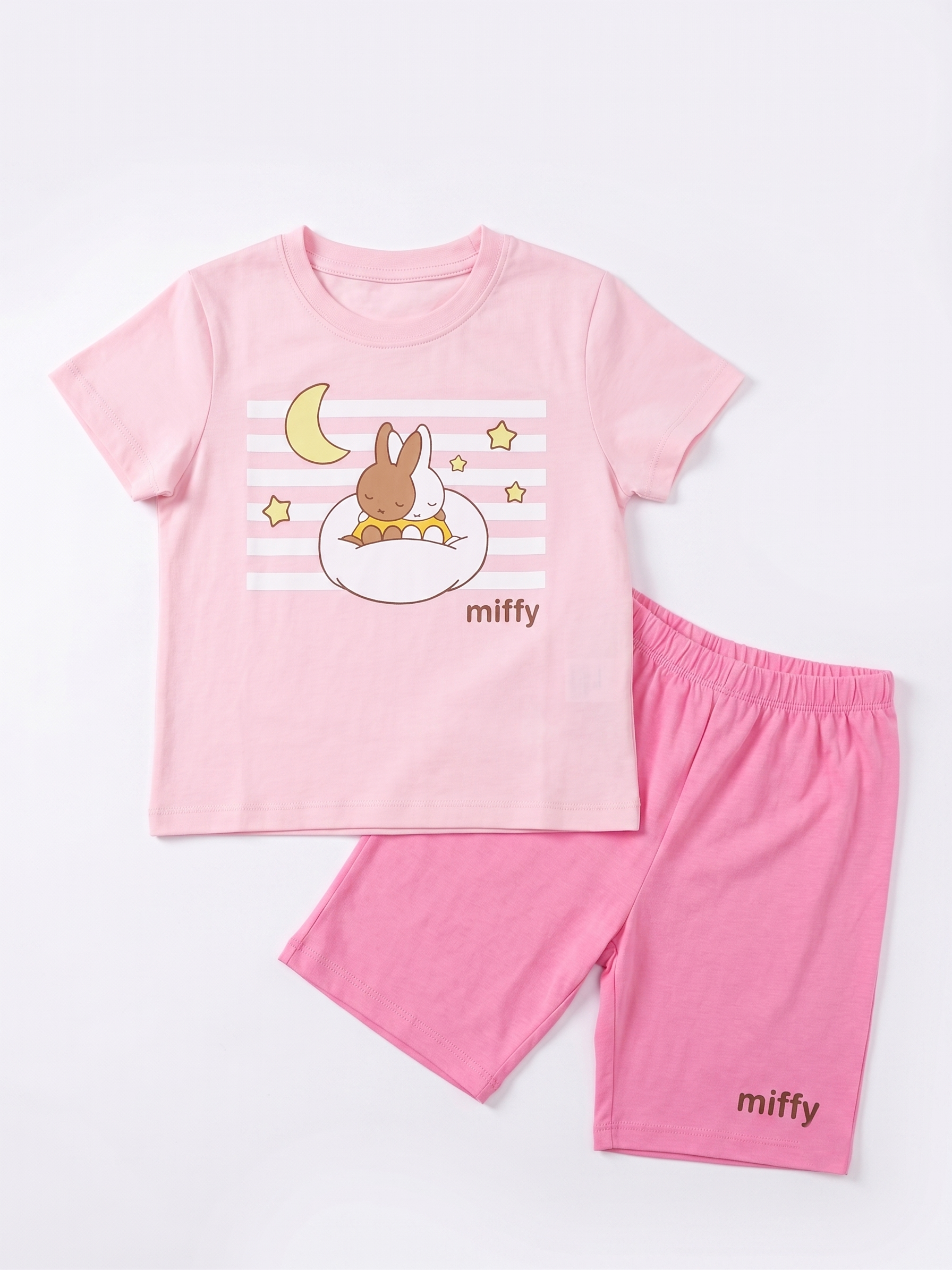 【Petit House】Miffy Kids Goodnight Moon Short-Sleeve Loungewear Set (T-Shirt & Shorts) - Pink