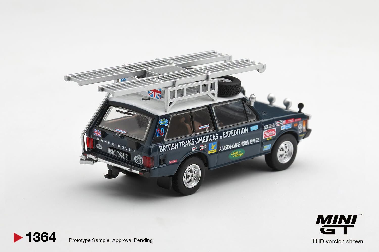 [預訂] Mini GT #1364 越野路華Range Rover 1971 British Trans-Americas Expedition(VXC-765K) 左軚