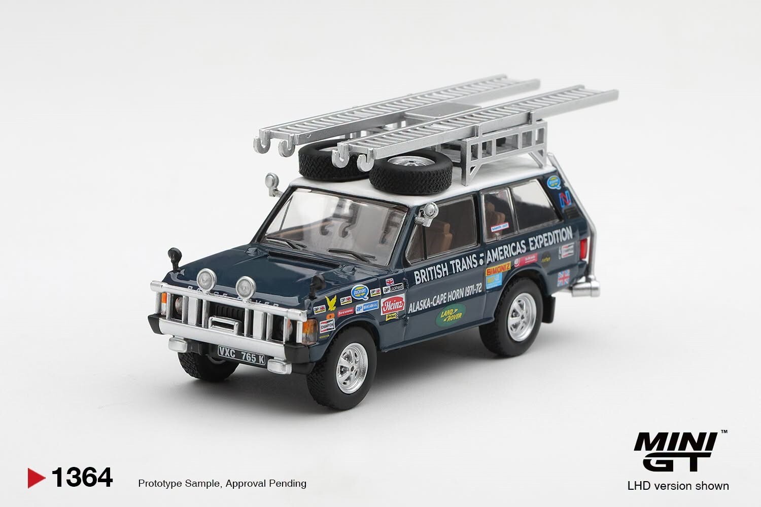 [預訂] Mini GT #1364 越野路華Range Rover 1971 British Trans-Americas Expedition(VXC-765K) 左軚