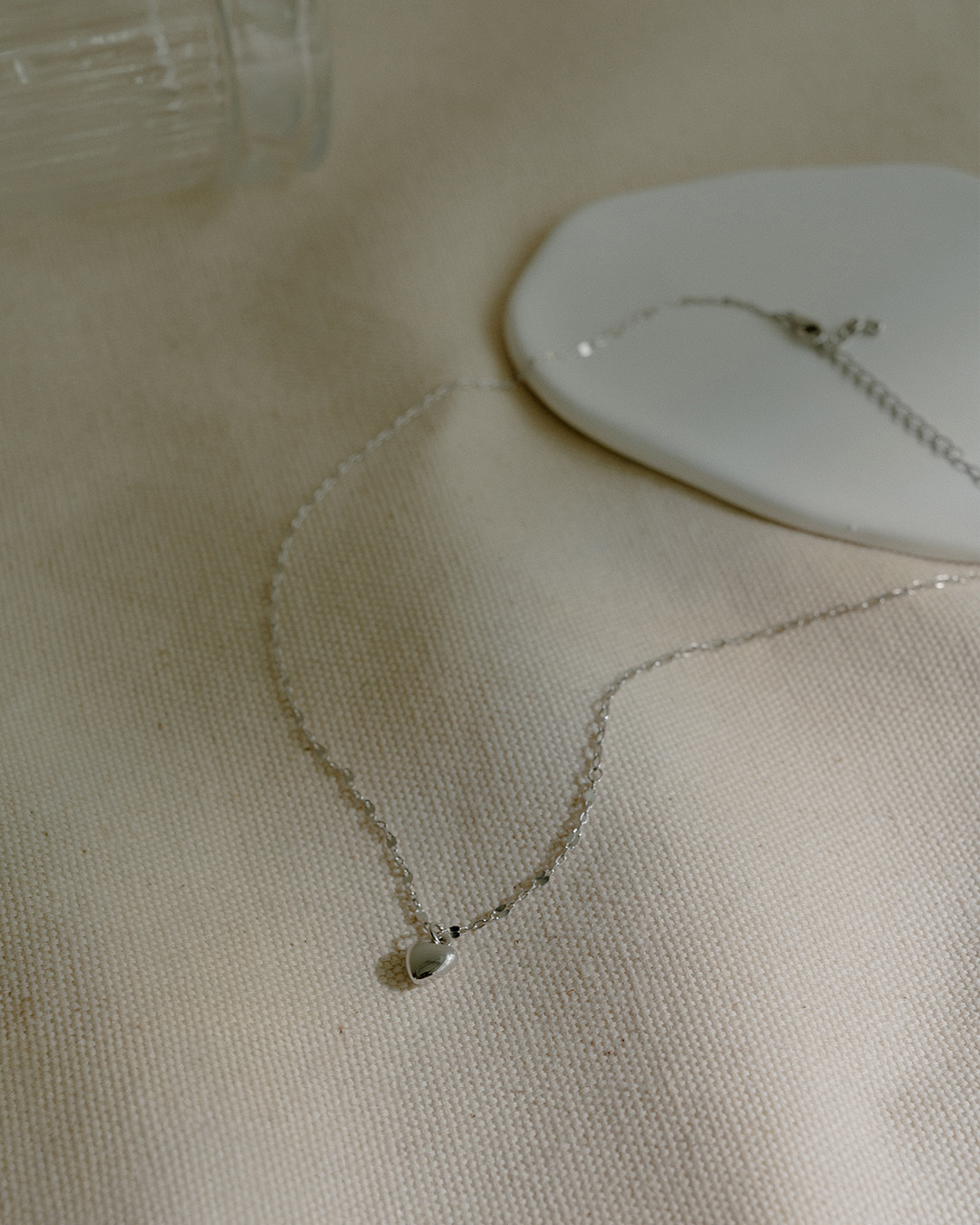 3D small heart silver chain necklace【07040404】in stock+pre-order