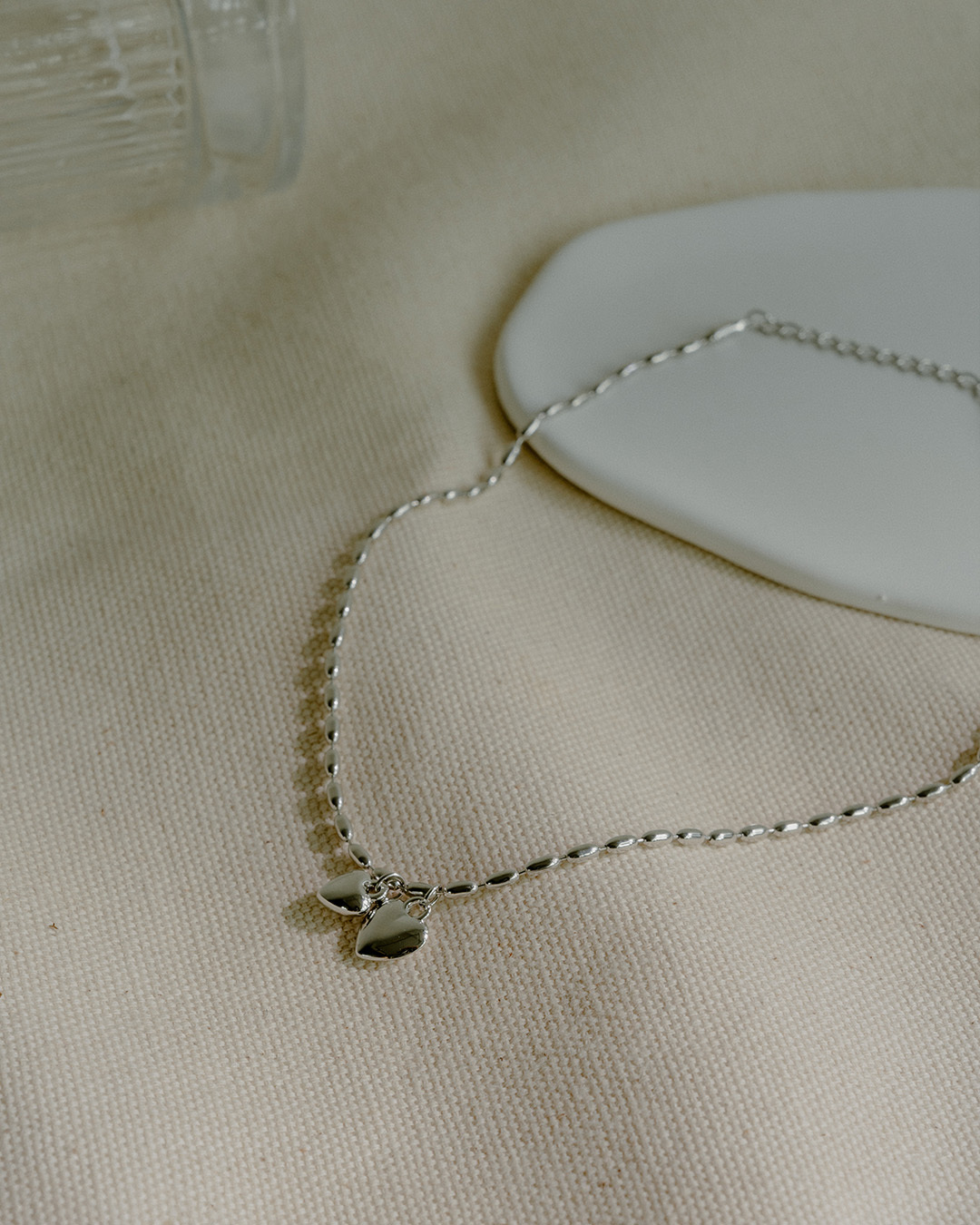 Heart-shaped pendant rice grain chain necklace【07040402】in stock+pre-order