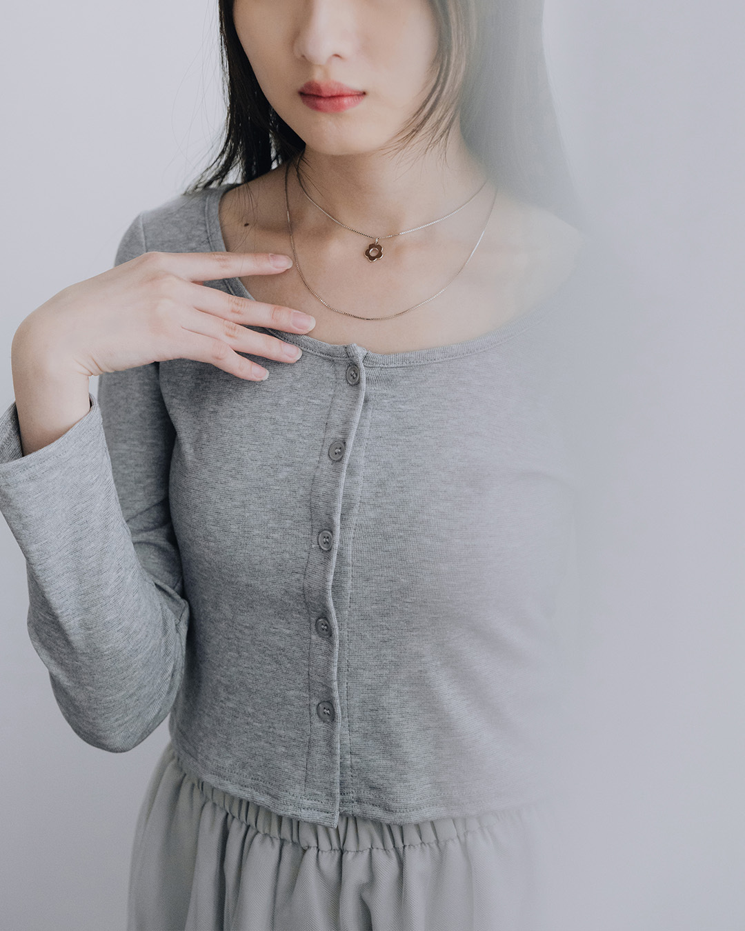 Openwork floral double-layer necklace【07040395】in stock+pre-order