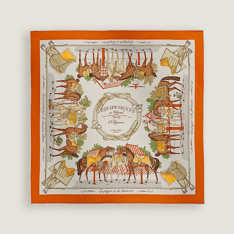 Equipements a Cheval sur l'Elegance scarf 70 Orange Cuit / Mastic / Bouton D'or