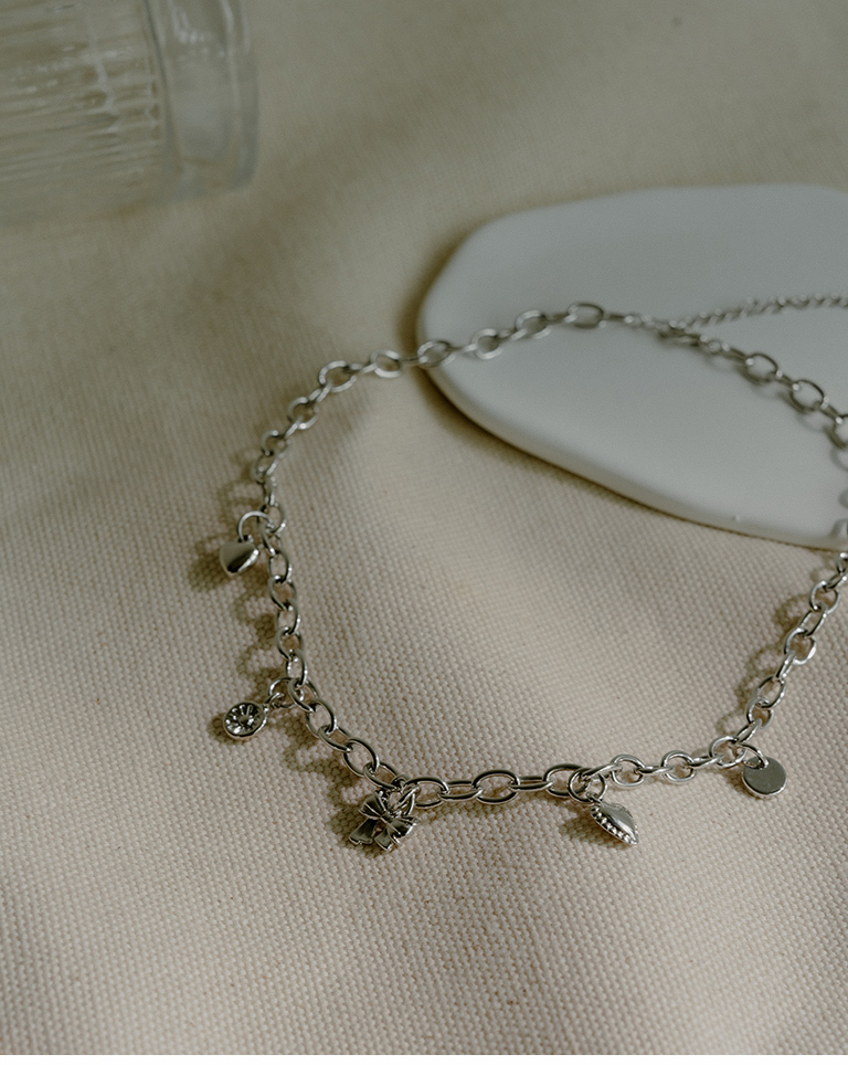 Heart-shaped bow pendant chain necklace【07040403】in stock+pre-order