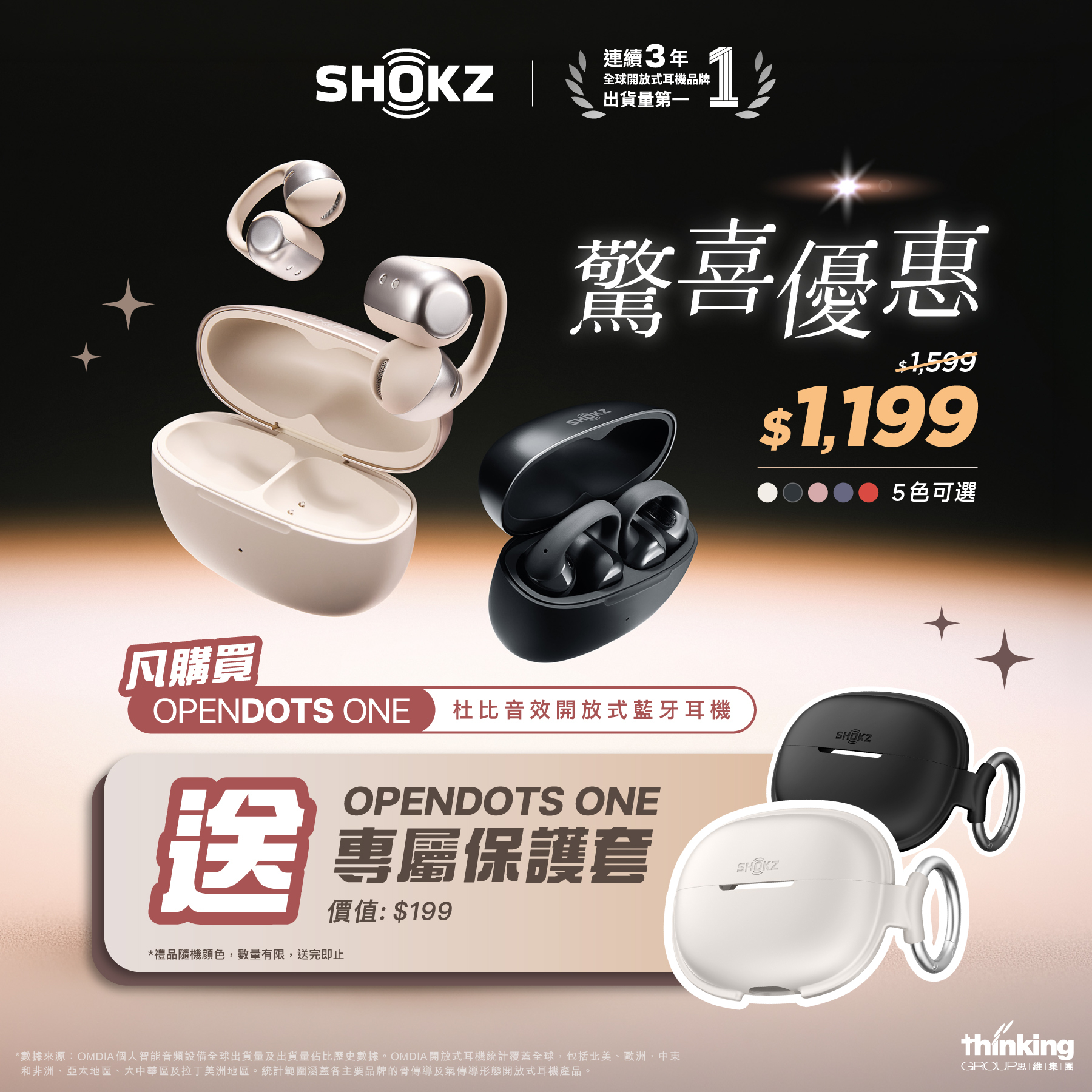 Shokz OpenDots ONE 杜比音效開放式藍牙耳機E310
