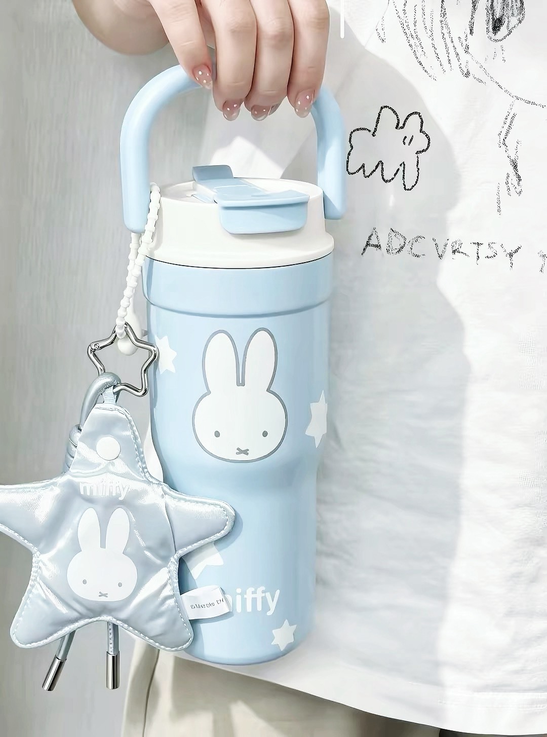國外快閃限定 正版授權 MIFFY 海島系列 吸管保溫杯 680ml 配星星掛件