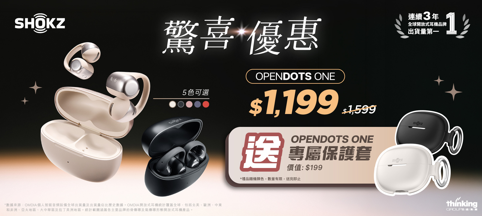 Shokz OpenDots ONE 杜比音效開放式藍牙耳機E310