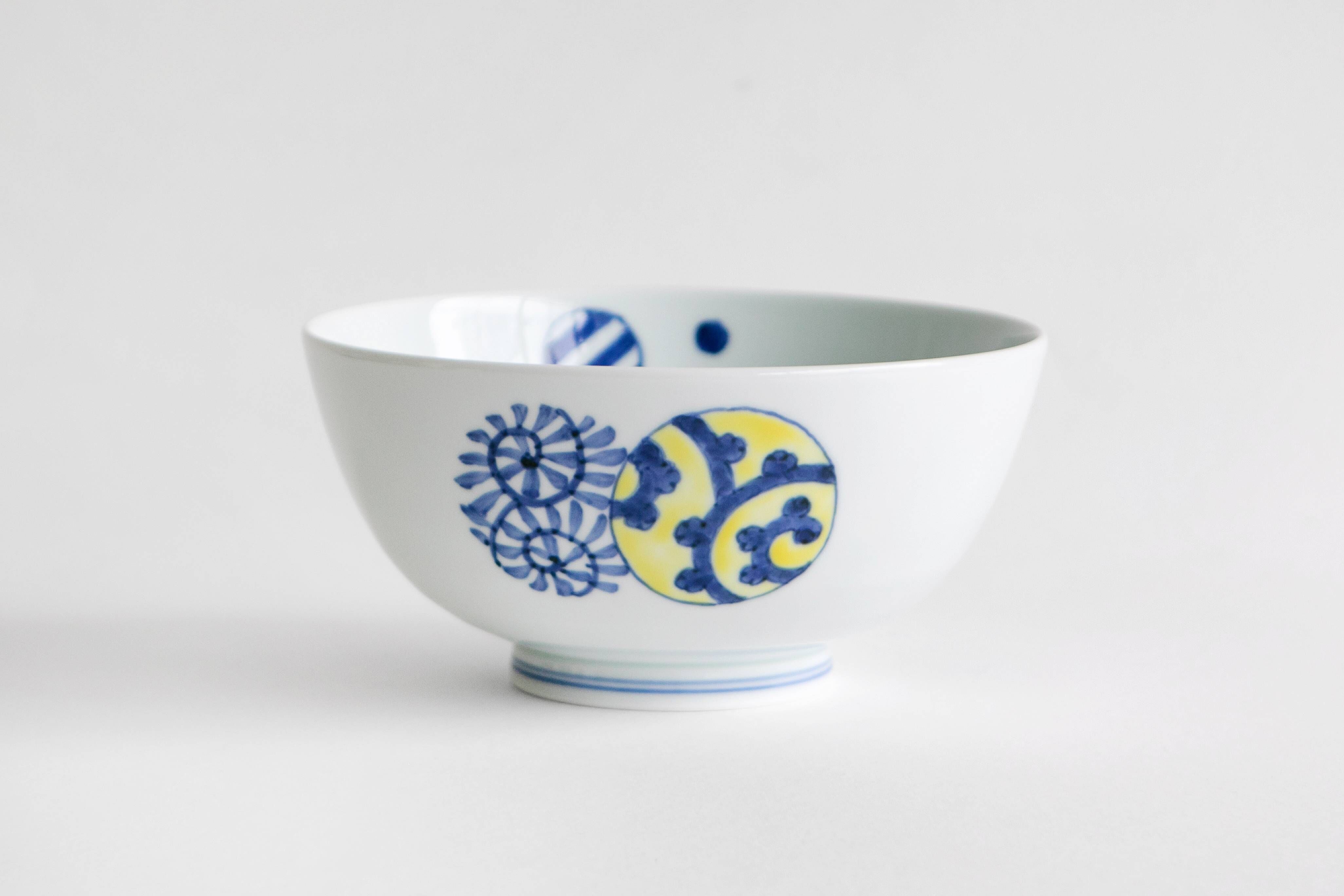 溪山窯 - 染錦蛸唐草丸紋 5.5寸段入丼碗