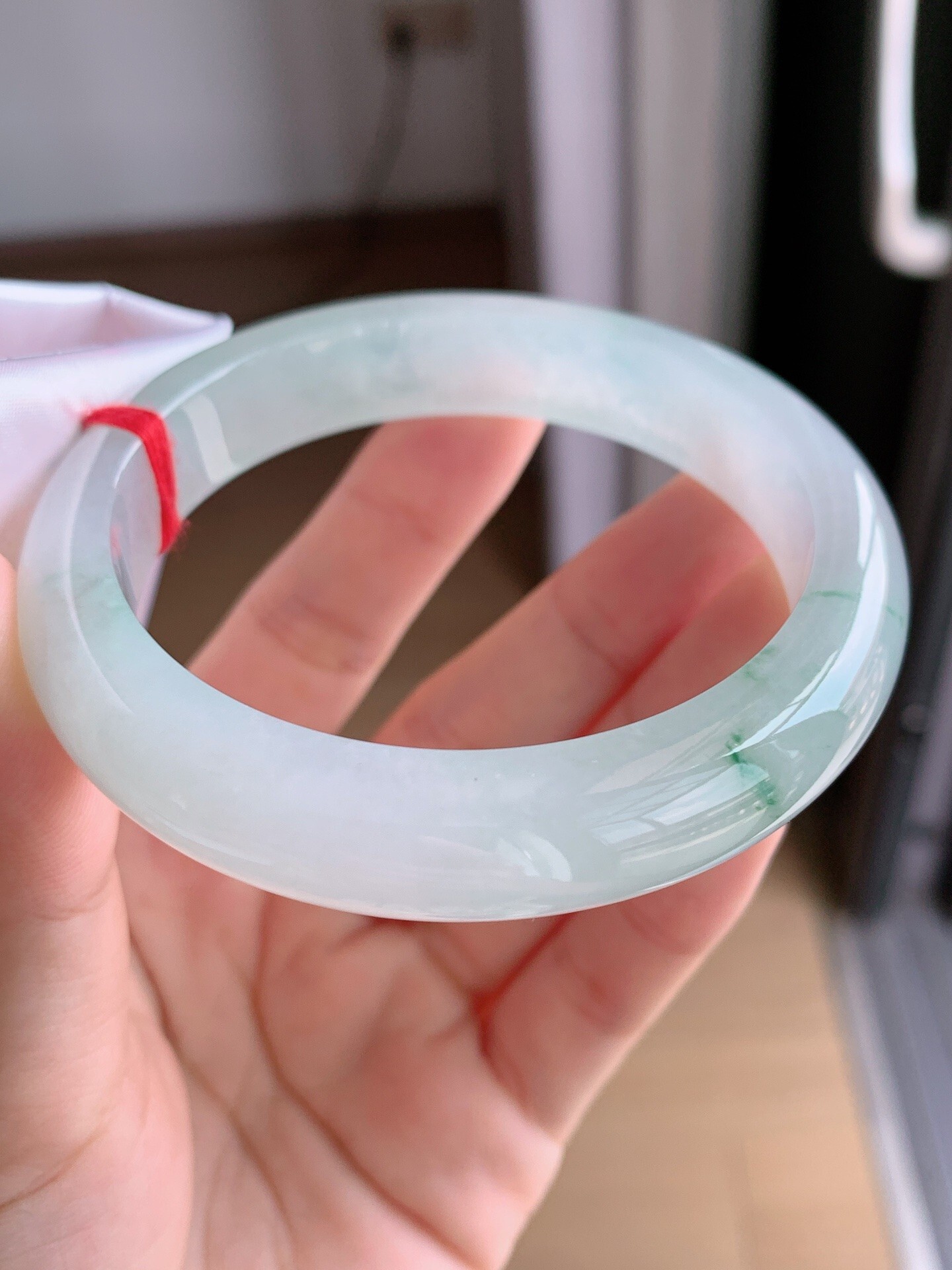 飄藍花翡翠手鐲,天然翡翠A玉, 緬甸玉, Jade, Jadeite