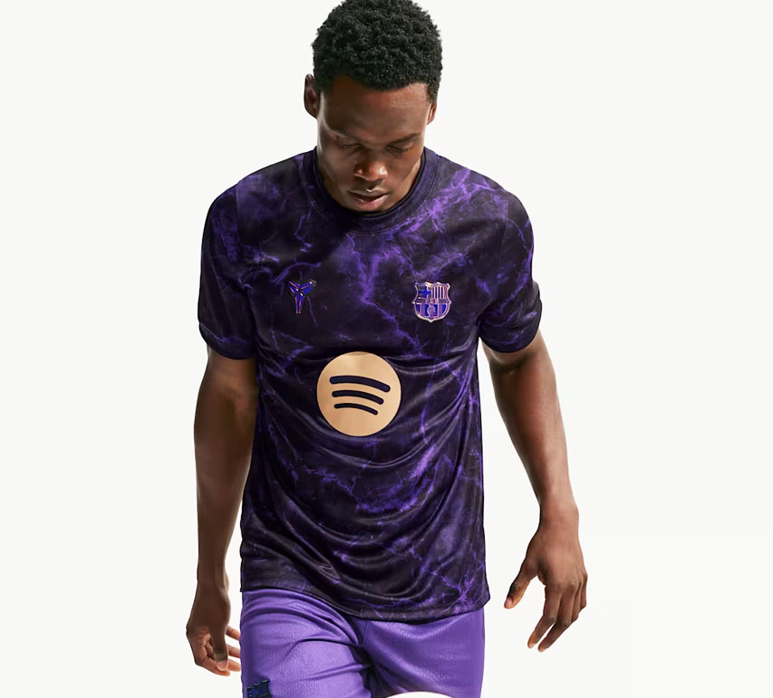男女款 NIKE KOBE x BARCELONA FC DRI-FIT TEE 黑紫色 聯名 科比 巴塞隆納 客場 紀念 球衣 短T【IQ1292-505】ADFIFA