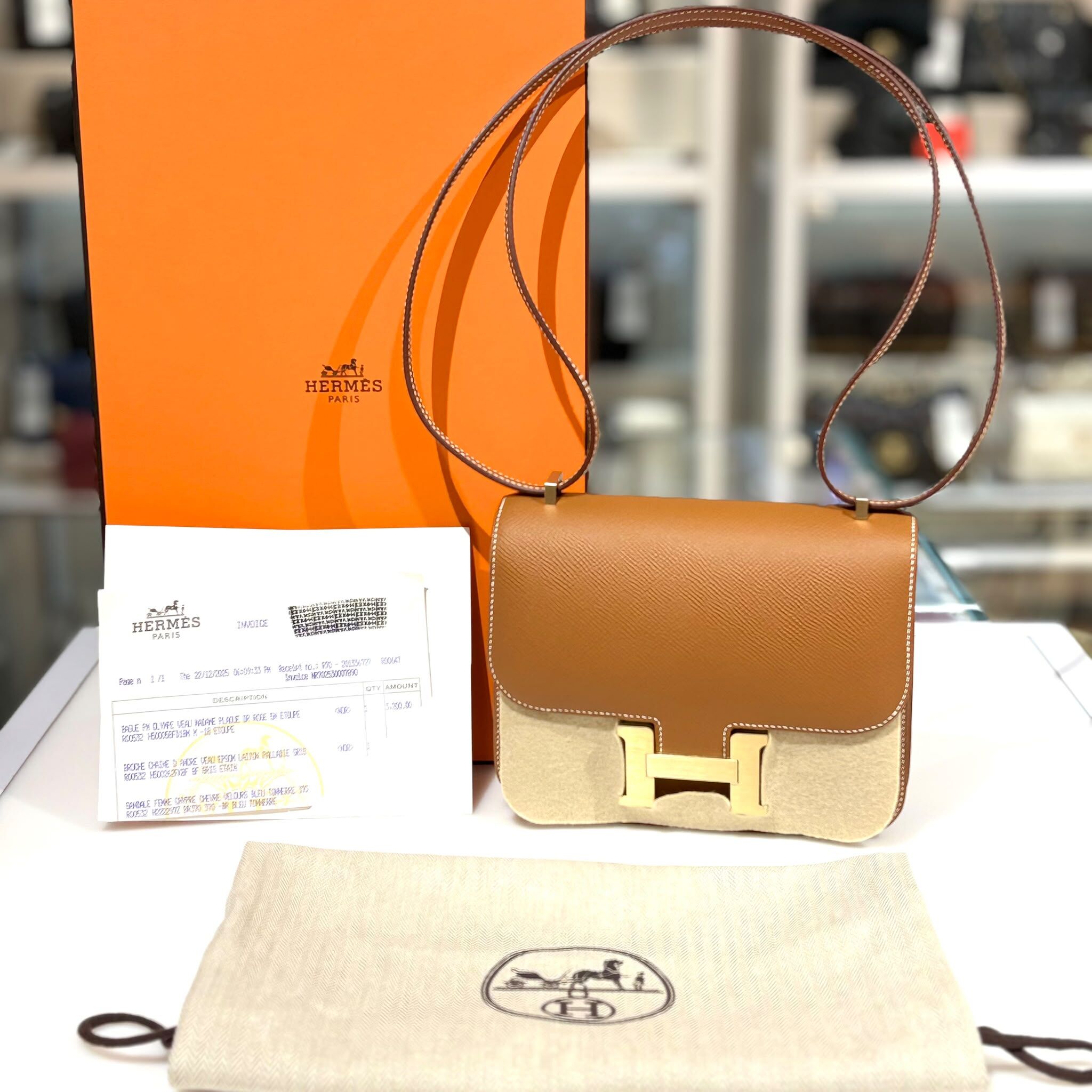 全新HERMES MINI CONSTANCE K刻 金金EPSOM皮 GOLDE GHW #C19 #康康包 #BRAND NEW #香榭站正品