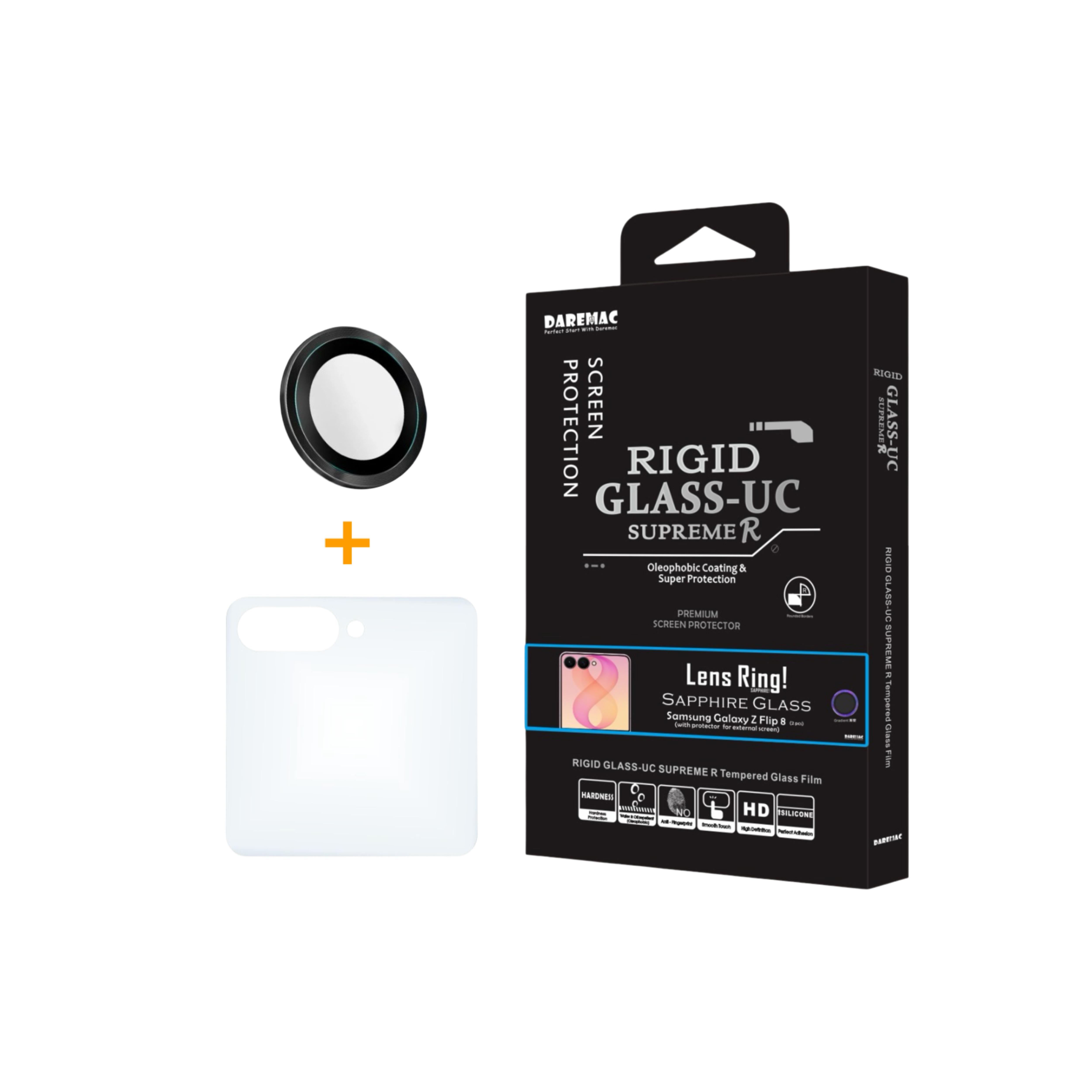 Daremac Galaxy Z Flip 8 高清康寧玻璃螢幕保護貼 + 藍寶石鏡頭貼套裝