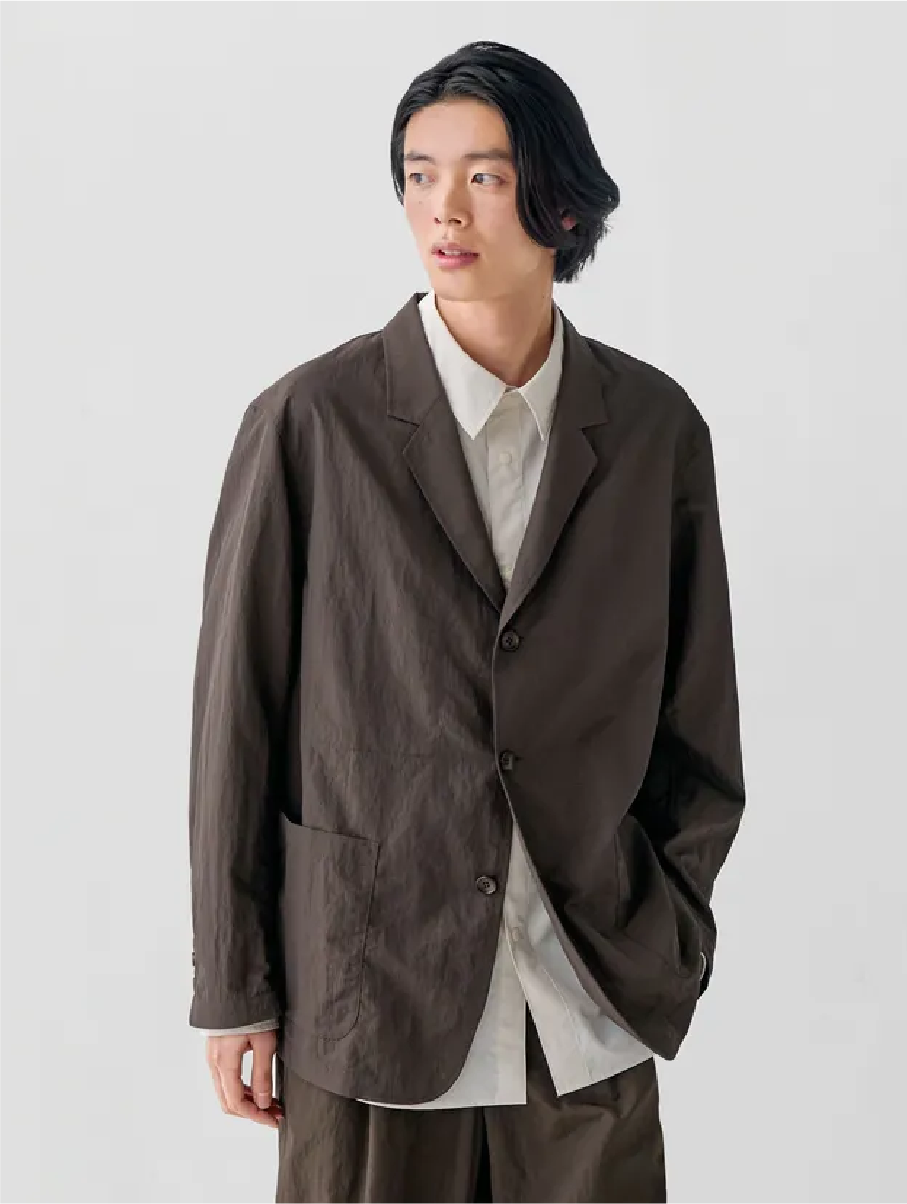 Model wearing linen dress