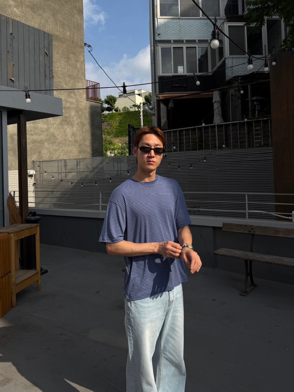 <尾貨出清>XIN OUTLET 韓國 條紋 日常 寬鬆 短袖 T恤 三色