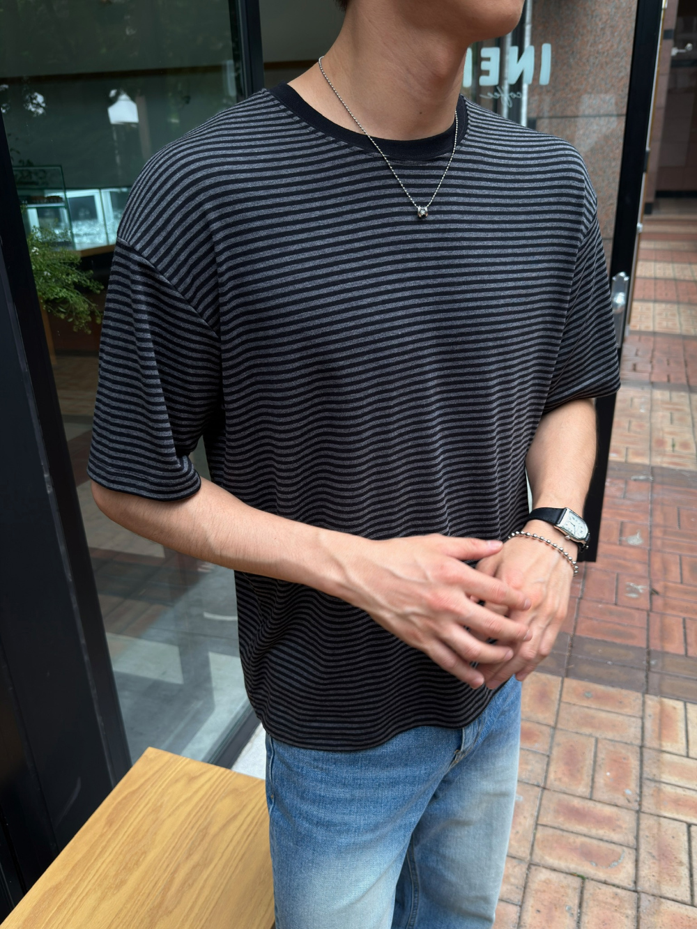<尾貨出清>XIN OUTLET 韓國 條紋 日常 寬鬆 短袖 T恤 三色