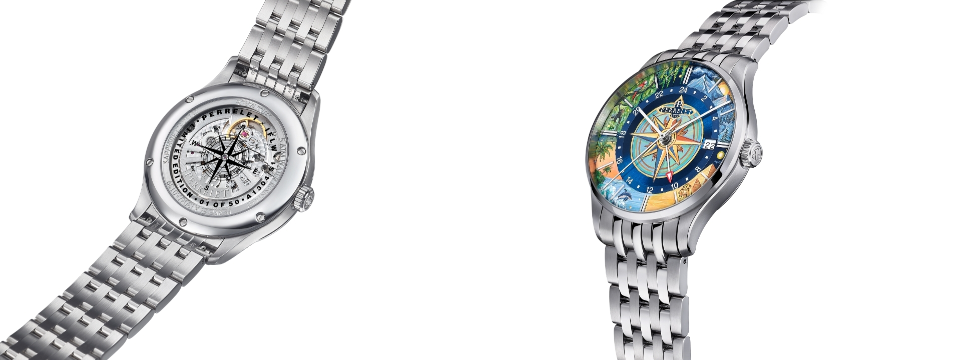 Perrelet,沛力錶,A1304/S1,Weekend GMT Atlas, ifl watches,兩地時間,微型手繪,hand-painted, traveller,手繪面盤