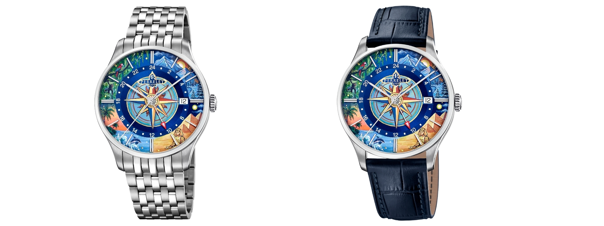 Perrelet,沛力錶,A1304/S1,Weekend GMT Atlas, ifl watches,兩地時間,微型手繪,hand-painted, traveller,手繪面盤