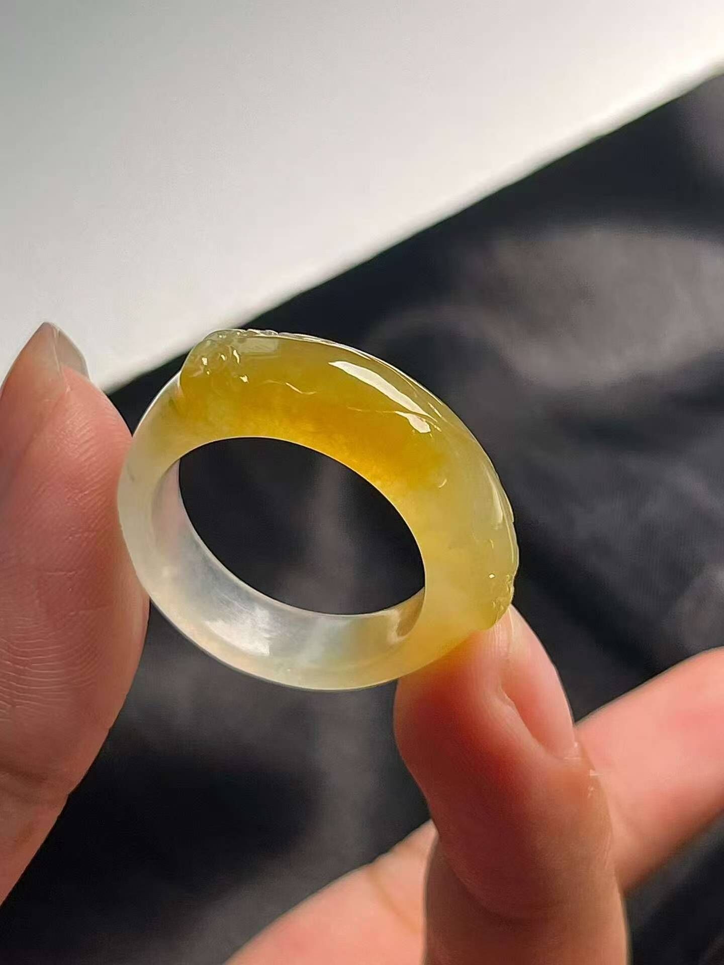 翡翠黃翡指環 (圈口 20號),天然翡翠A玉, 緬甸玉, Jade, Jadeite