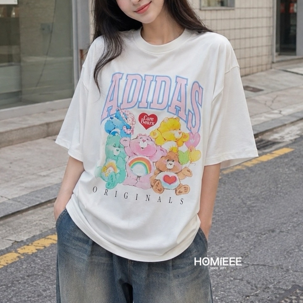 Adidas × Care Bears 彩虹熊 聯名 短袖 寬鬆 女款 [KR1480]