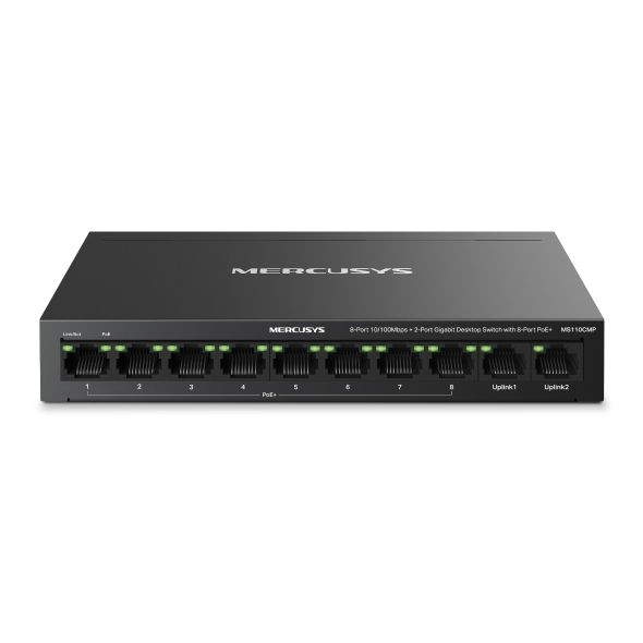 MERCUSYS 水星  MS110CMP 8埠10/100+2埠 Gigabit 桌上型交換器 8埠PoE+ 交換器