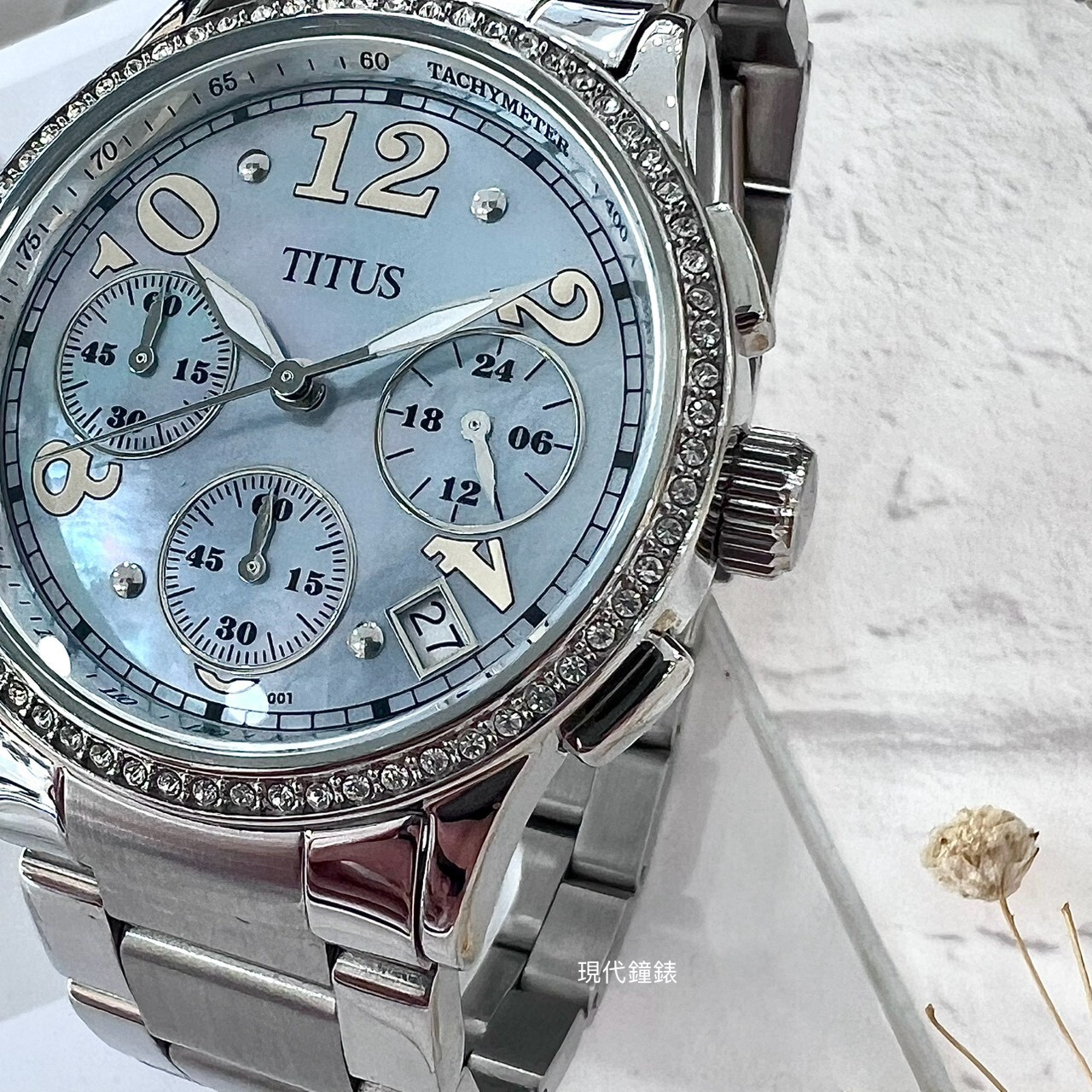 【TITUS鐵達時】水藍晶漾母貝氣質腕錶06-1075-004 37mm 現代鐘錶
