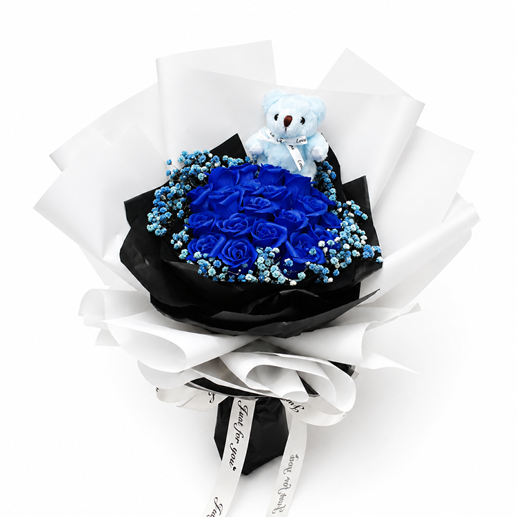 21-deep-blue-soaprose-bear-bouquet