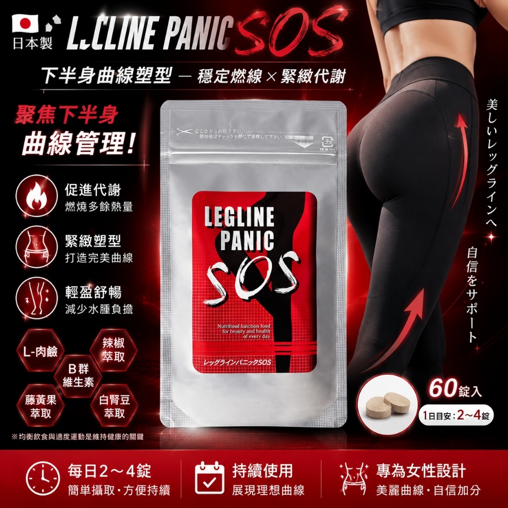 WSBB12460  🇯🇵日本LEGLINE PANIC SOS 下半身曲線塑型 60錠（9月底）