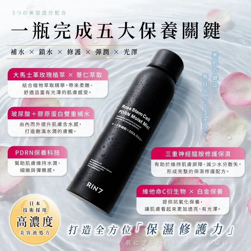 WSBB12461  RIN7 玫瑰幹細胞 PDRN 賦活保濕噴霧 120ml（10月上旬）