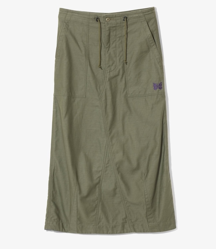 Needles - QV148 String Fatigue Skirt - Back Sateen - A-Olive