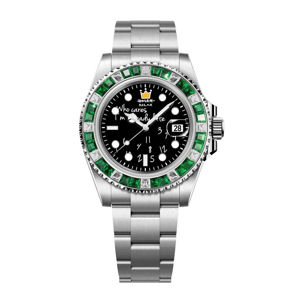 【Relax】HYDROCORE 自動機械 40mm 藍寶石鏡面 鑲鑽錶圈  不鏽鋼 銀黑綠 手錶