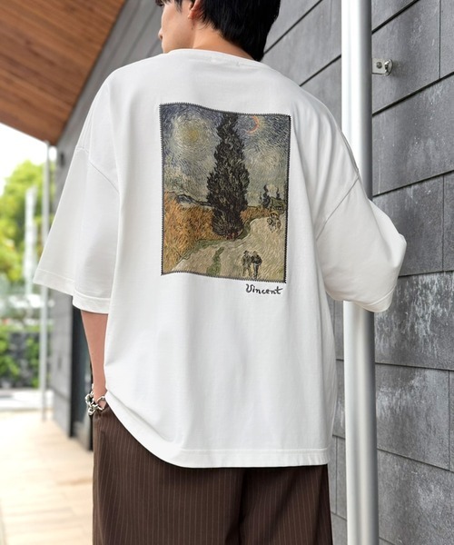 JaVa 梵谷名畫刺繡拼接機能T恤