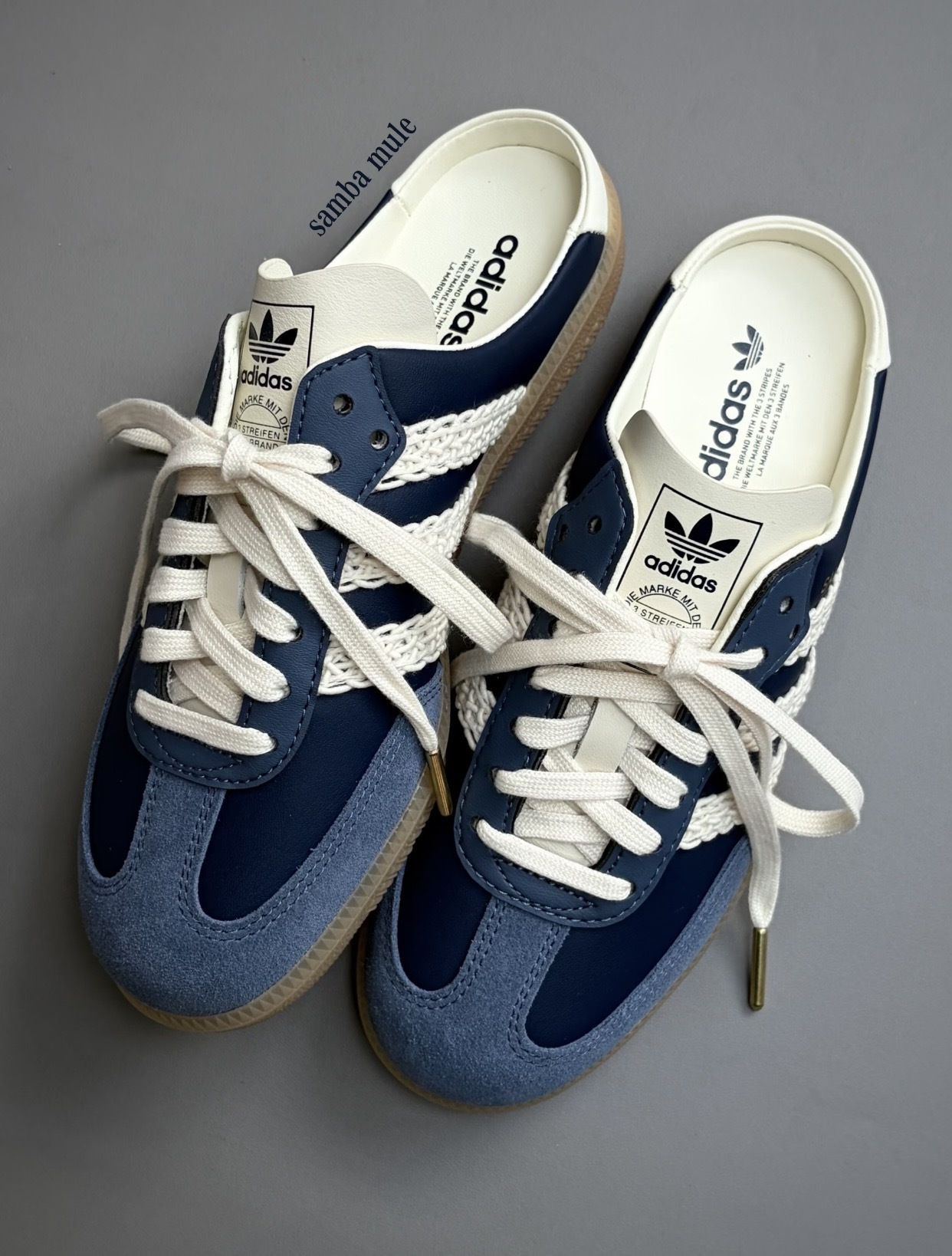 【預訂】ADIDAS SAMBA MULE OG 深藍米白 編織 穆勒鞋-WOMEN(UNISEX)
