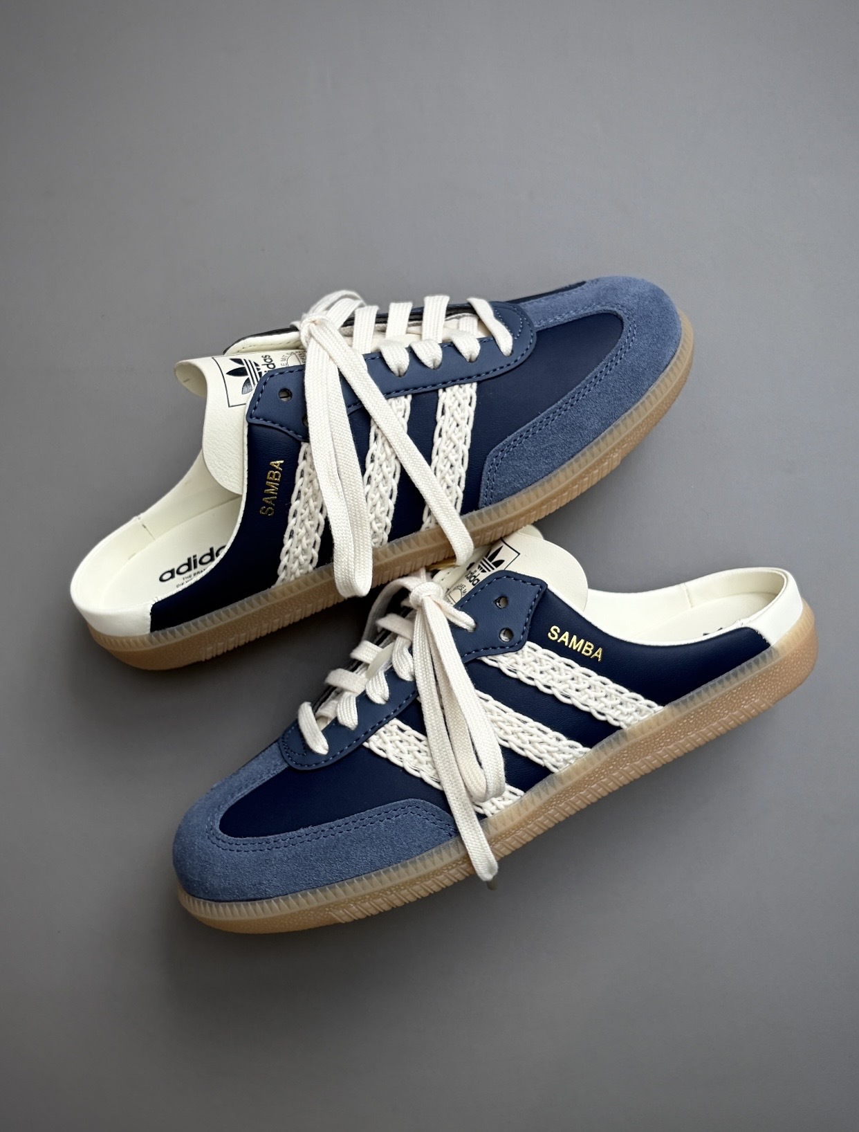 【預訂】ADIDAS SAMBA MULE OG 深藍米白 編織 穆勒鞋-WOMEN(UNISEX)