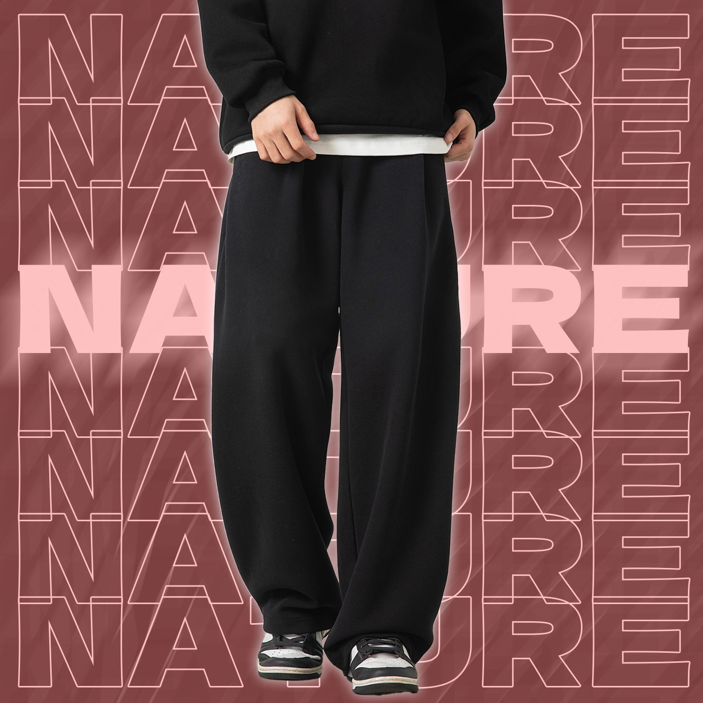 NATURE 側邊雙打褶 長褲 春季新款 復古彎刀休閒褲 寬鬆 質感