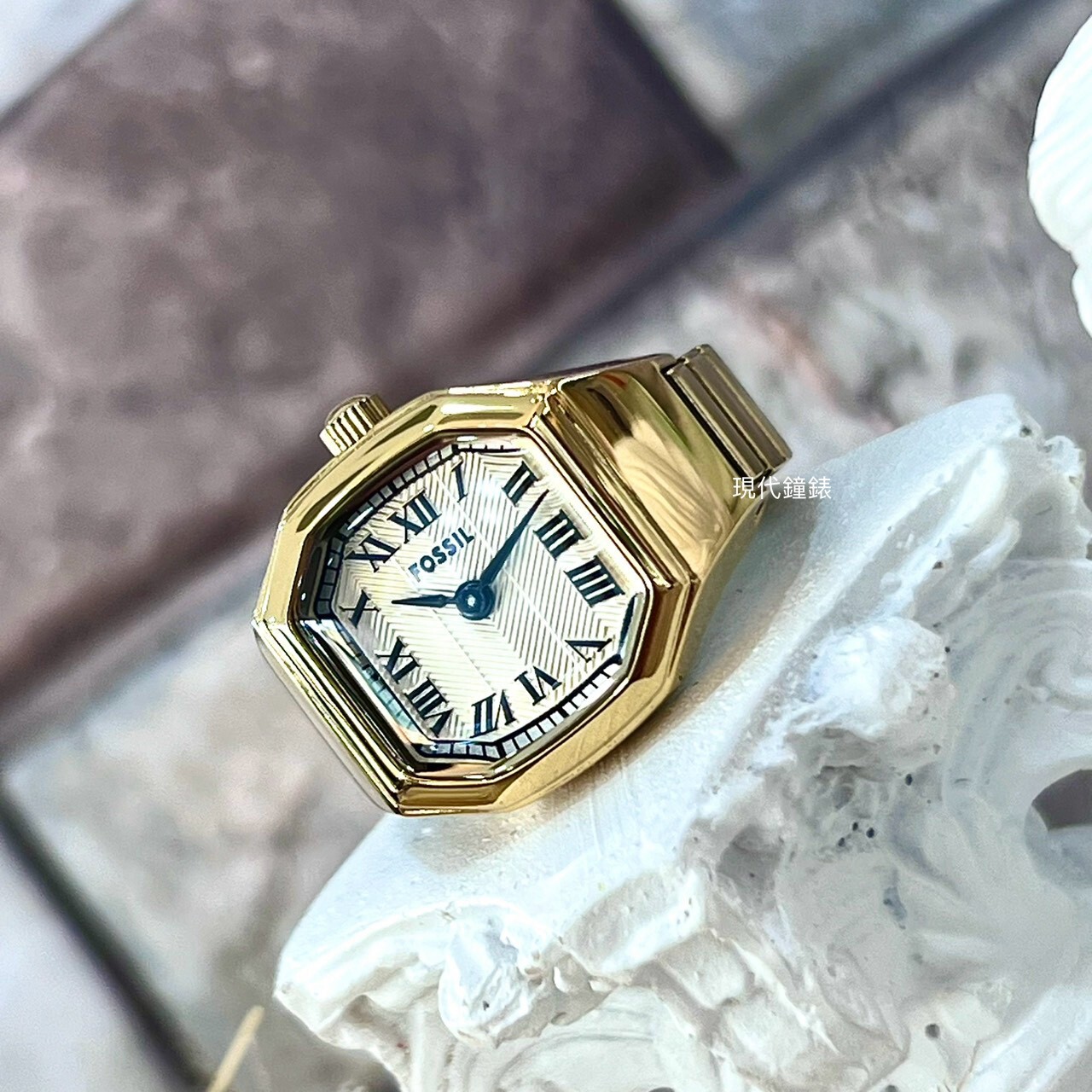 【FOSSIL】Harlow Watch Ring 永恆八芒金色錶戒 ES5446 16mm 現代鐘錶